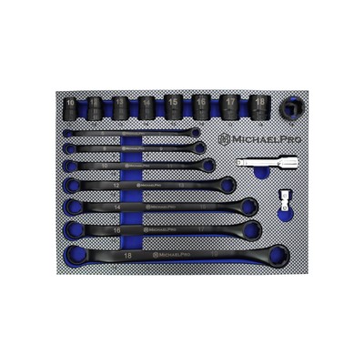 MichaelPro MP001218 18Pc Black Oxide Bolt Extractor Offset Wrench and Socket ...