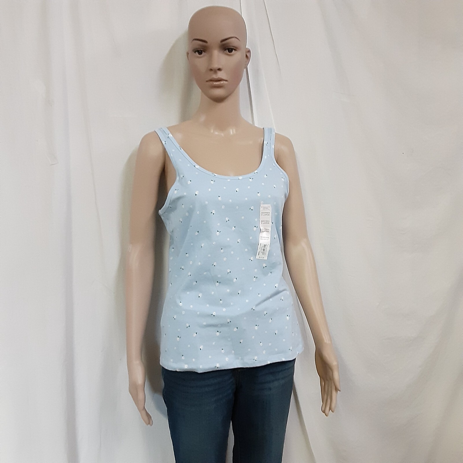 So Scoopneck Womens Tank Top XL Light Blue With White