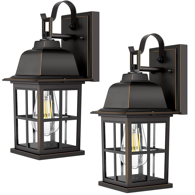 2-Pack Outdoor Wall Sconces, 100% Aluminium Oil-Rubbed Bronz