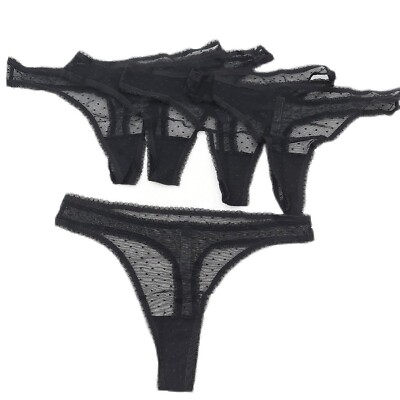 iris & lilly BELK322AM5 Damen Tanga aus Netzstoff, 5er-Pack Schwarz Größe XS ✅