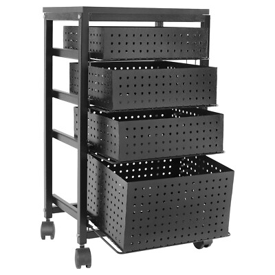 4-Tier File Storage Drawer Cart Organizer on Wheels for Home Office Small Space