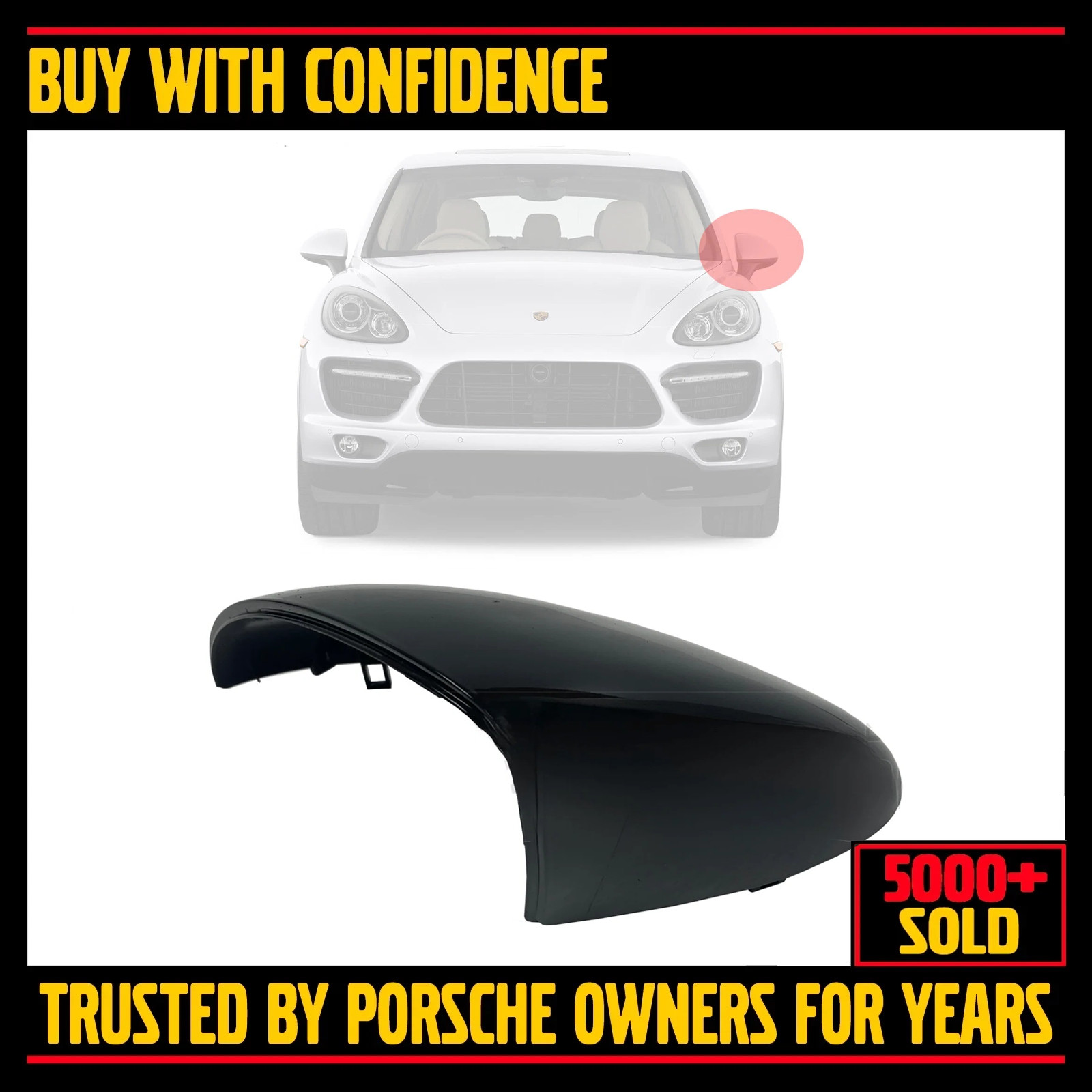 Porsche Cayenne 2011-2014 92A Door Mirror Cover Left Driver Black Painted