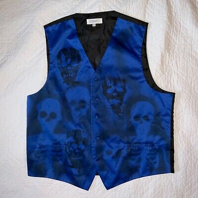 MENS Day of the DEAD  Vest size XL  Halloween costume ghost unique OOAK zombie