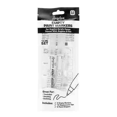 Angelus 3mm Clear Empty Paint Marker Set of 2 Refillable for Custom Projects