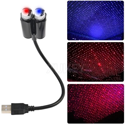 Red Violet Blue USB Night Light Star Sky Starry Projector Sound Activated 3-Mode