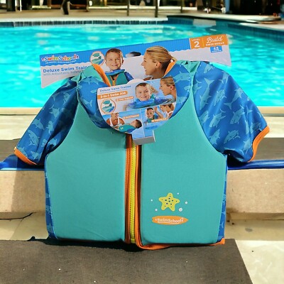 Swim Schools Deluxe Trainer Level 2 Ages 4-6 Years New Blue Sleeves 