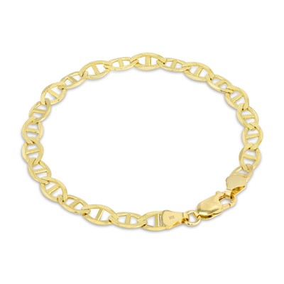 Pre-owned Nuragold 10k Yellow Gold Solid Womens 6mm Mariner Anchor Flat Link Chain Bracelet 7"