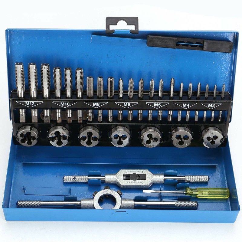 32 tlg Gewindeschneider Gewindeschneidsatz Gewindebohrer Zoll Metrisch Bohrer