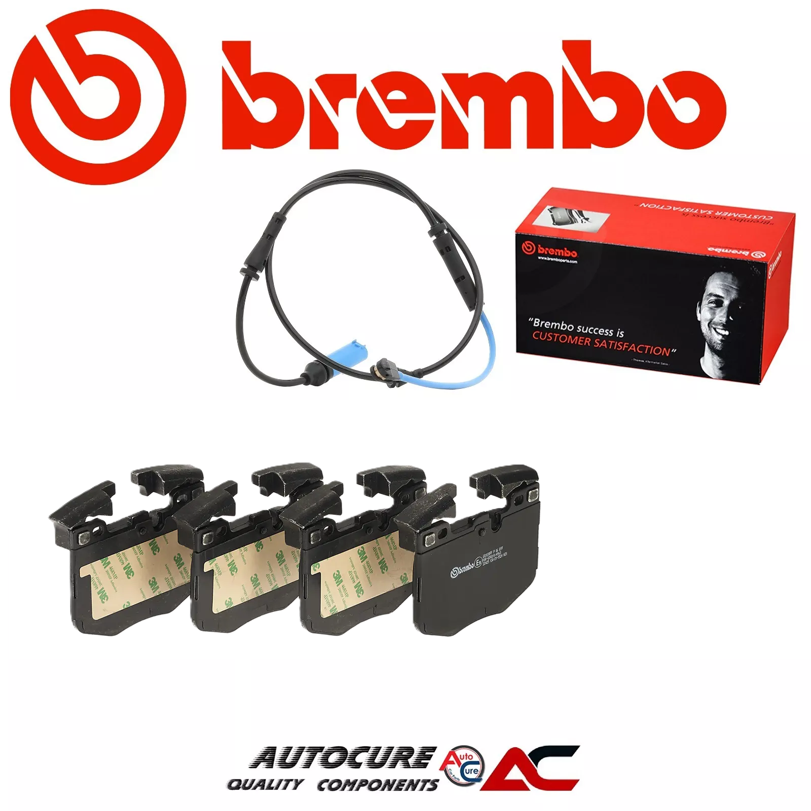 FOR BMW 5 SERIES 530E M SPORT MK7 G30 G31 FRONT BREMBO BRAKE PADS & SENSOR KIT