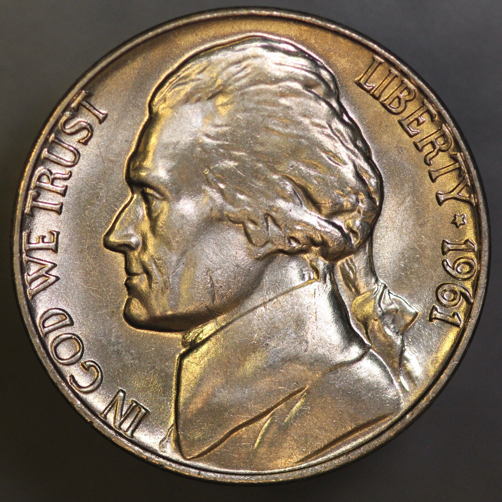 1961 JEFFERSON NICKEL BU FRESH FROM ORIGINAL ROLL-LOT AA 559