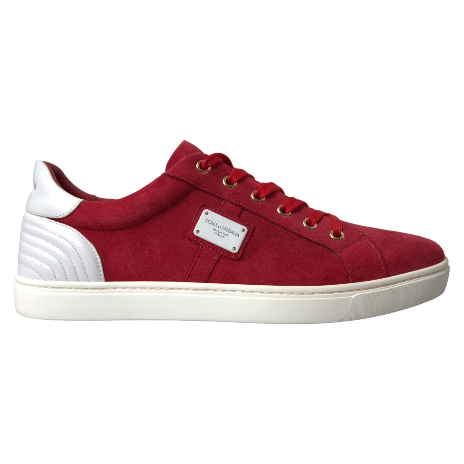 Pre-owned Dolce & Gabbana Shoes Sneakers Red Suede Leather Men Low Top Eu41 / Us8