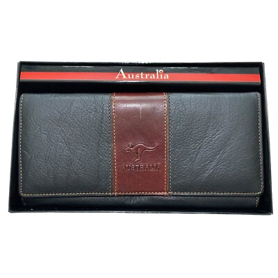 Australian Genuine Leather Black & Brown Women s Wallet Kangaroo New In Box