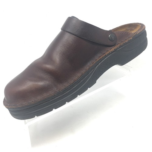 NAOT Brown Leather Buckle Trim Mules Slip On Womens Shoes EU 42 US 11