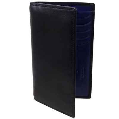 Visconti Gents Quality Black Leather Slimline Wallet Mens Gift Boxed Red/Cobalt