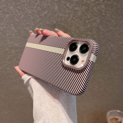 For iPhone 15 Pro Max 14 13 12 Carbon Fiber Texture Shockproof Phone Cover Case