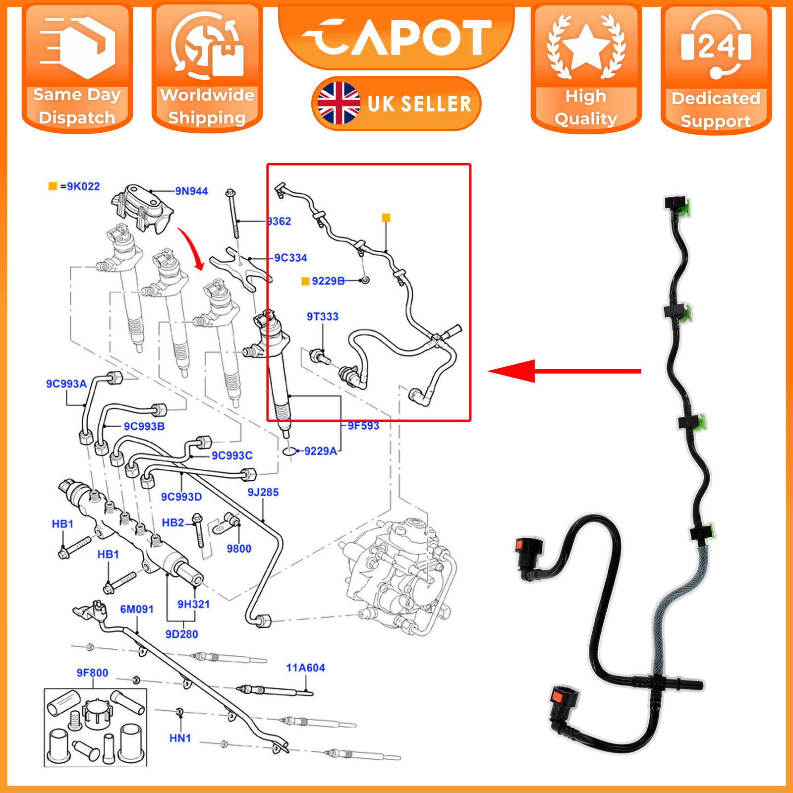 Citroen Relay Peugeot Boxer 2.2 HDI Fuel Injector Return Pipe Leak Off and Clips