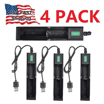 4Pcs Single Universal USB Smart Battery Charger LED Smart Chargering 26650 14500