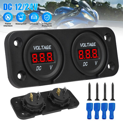 DC 12/24V Car Dual Battery LED Digital Volt Meter Voltage Marine Gauge Panel