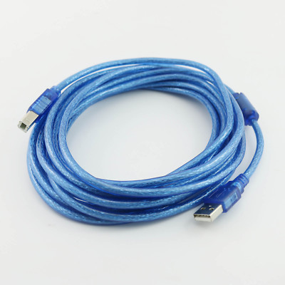 1pcs 5M/16FT USB 2.0 Type A Male to B Male Printer Scanner Connector Cable Blue