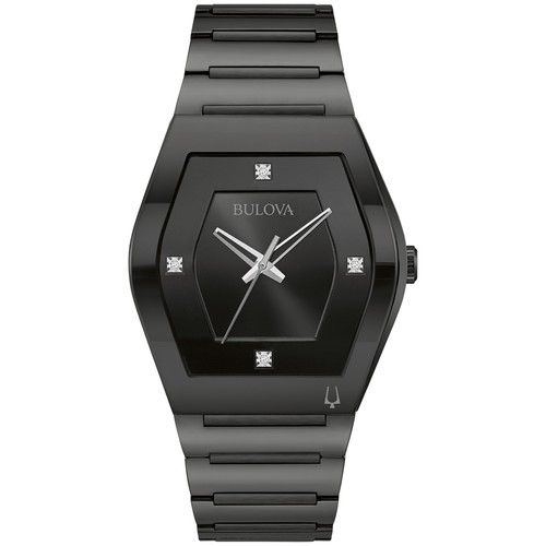 Pre-owned Bulova Men Modern Gemini Diamond 3 Hblack Stainless Watch 98d177