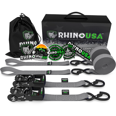 RHINO USA Ratchet Straps Motorcycle Tie Down Kit (2 Pack) 5,208 Break Strength