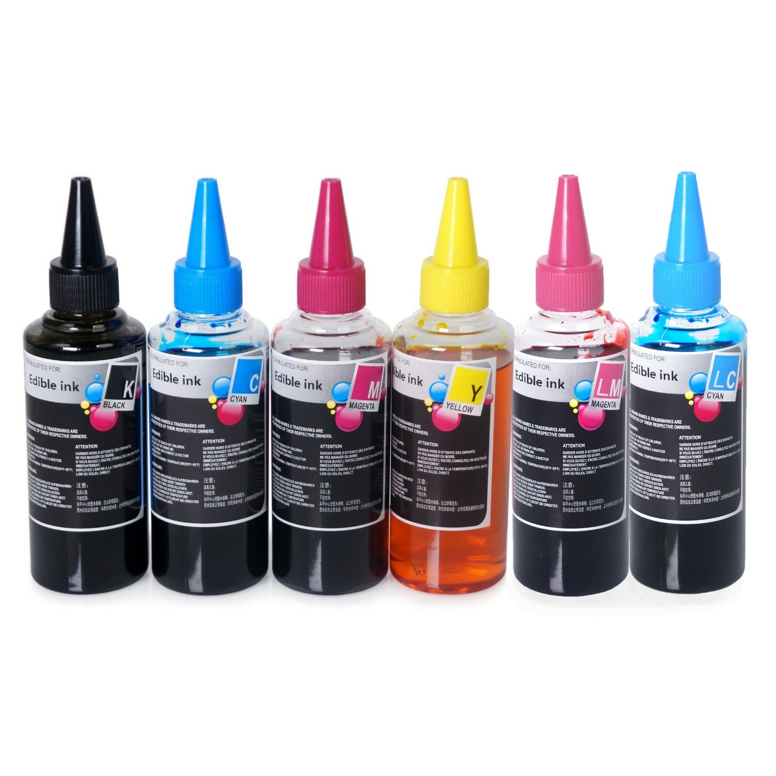 Edible Ink Refill Bottle Set 20oz (600ml) 6 Color Compatible for Canon