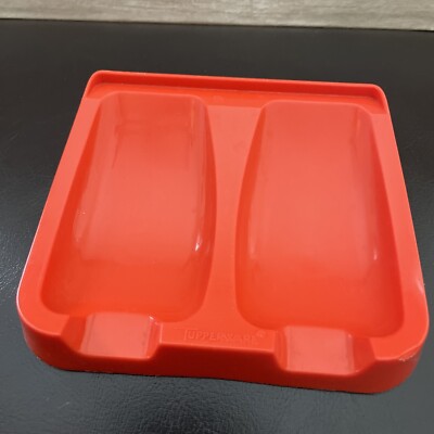 Vintage Tupperware Double Spoon Utensil Rest Orange Kitchen Gadget Retro