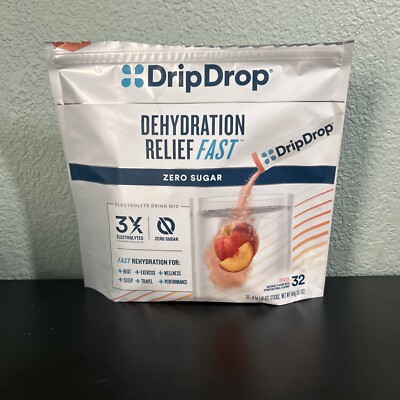 DripDrop Hydration - Zero Sugar Peach - Electrolyte Drink Mix Single Serve
