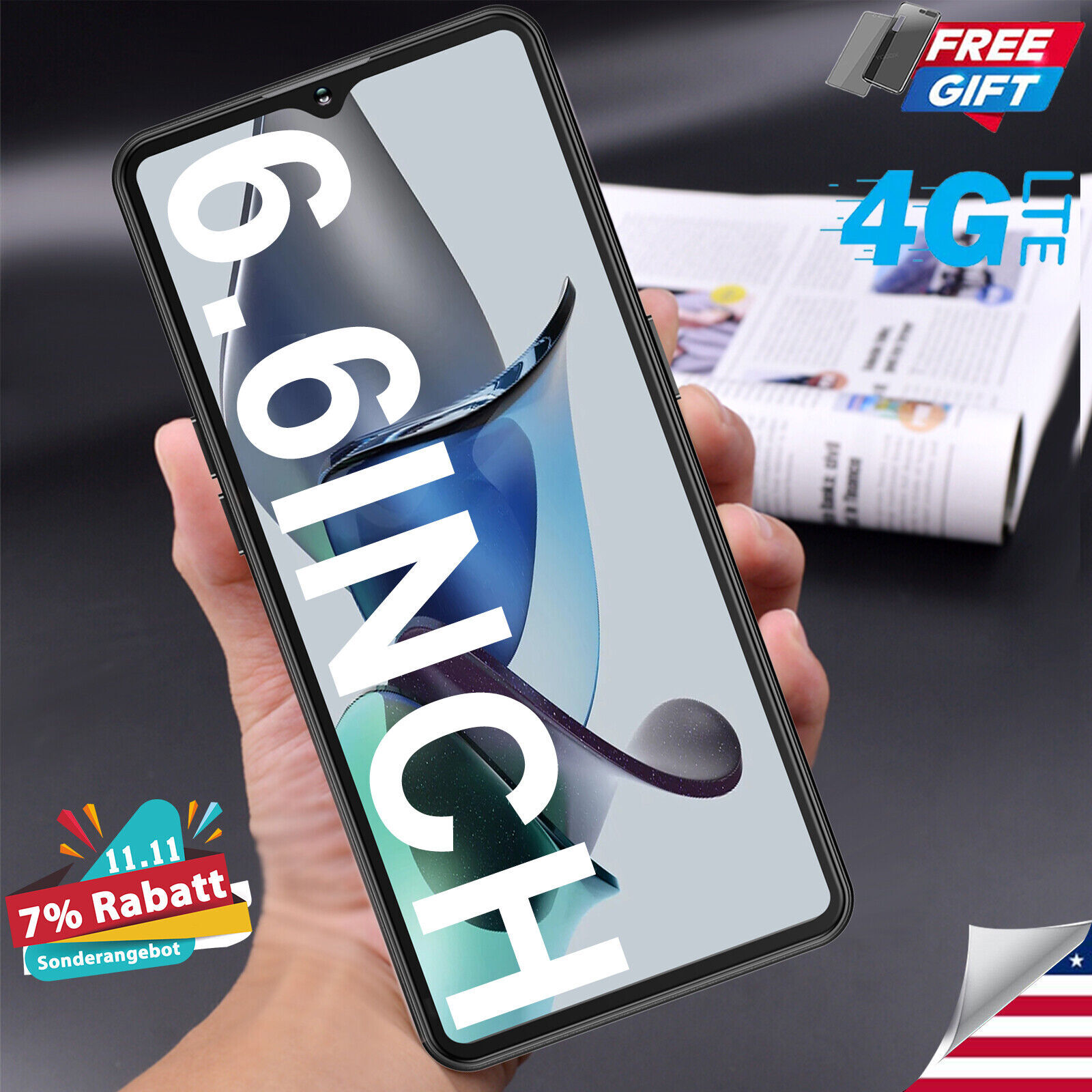 2023 New Android Smartphone Factory Unlocked Cell Phone 6.6"