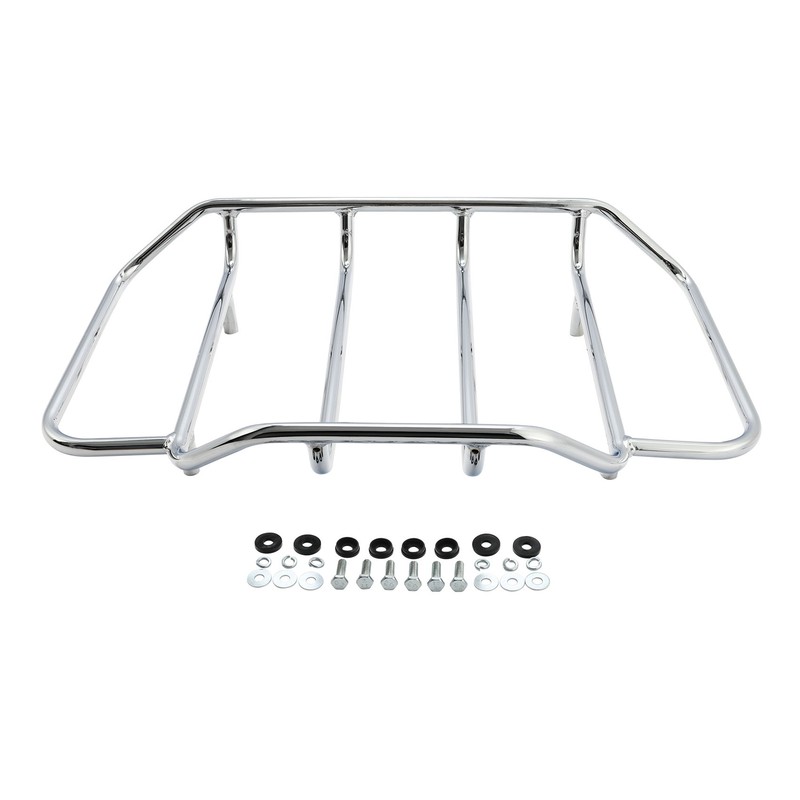Chrome Trunk Luggage Top Rack Fit For Harley Tour Pak Touring Road Street Glide