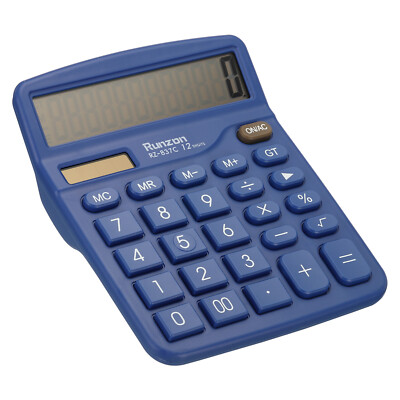 Desk Calculator, 12 Digits Electronic Calculator Solar Battery, Dark Blue
