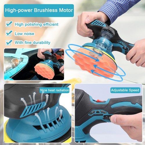 36V 3000mAh Cordless Car Polisher Buffer Sander Auto Polishing Machine 6 Speeds