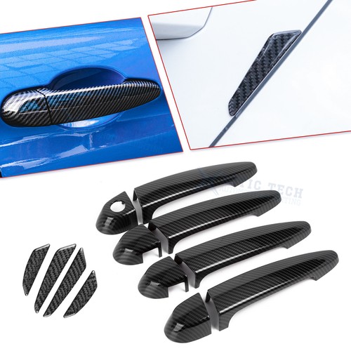 Carbon Fiber Style Door Handle+Door Edge Protect Trim For BMW 3 Series E90 E91