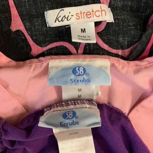 Lot Of 3 Koi womens stretch SB Scrubs size M Medium blouse work top Pants