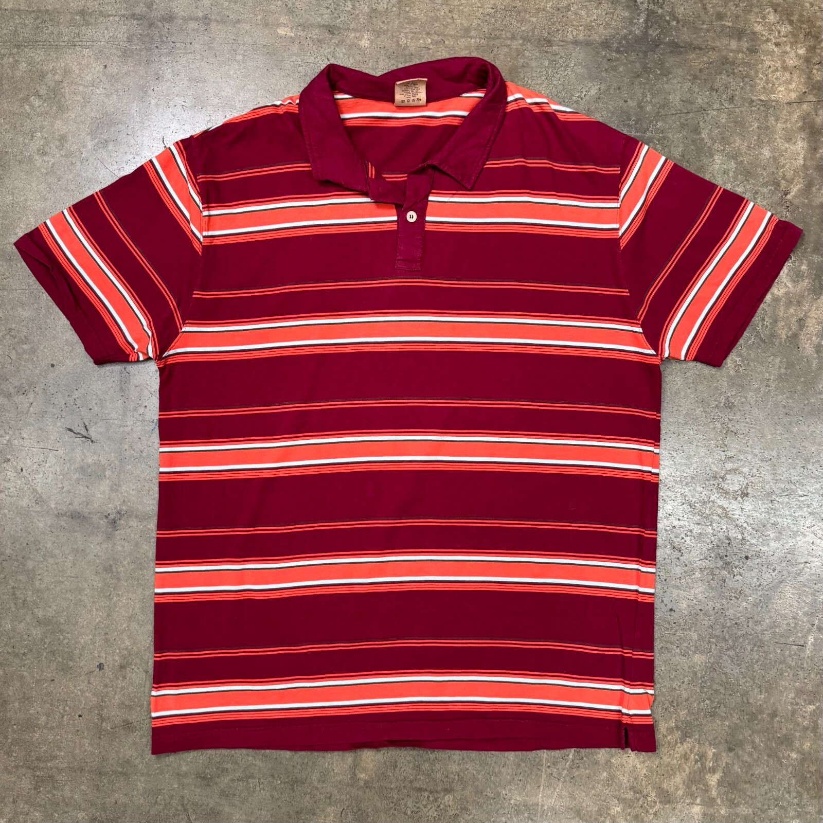 Y2K Machine Polo Shirt Men XL Short Sleeve Striped Red Y2K Machine Polo Shirt Men XL Short Sleeve Striped Red