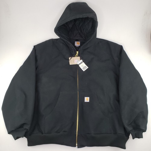 Carhartt J140 BLK Active Jacket Duck Hoodie NWT Black Lined
