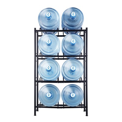 VEVOR 4 Tiers Water Jug Holder Double Row Water Bottle Rack for 8 Bottles Black