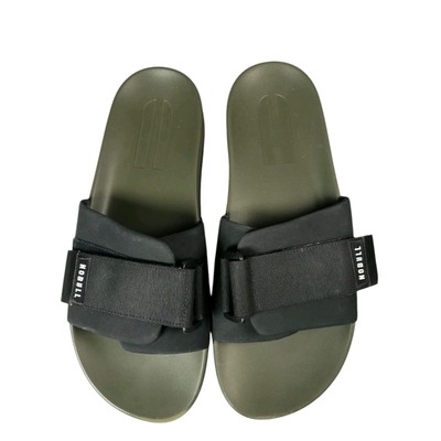 NOBULL Men's Adjustable Slides Sandals Green Flip Flops Hook & Loop Size 10? US
