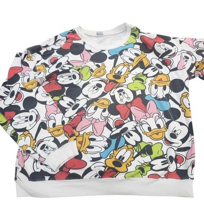 Disney Mickey and Friends All Over Print Sweatshirt Multicolor Crewneck 0701