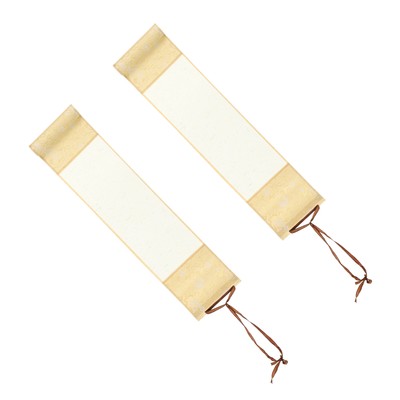 15x4'' Silk Half Raw Ripe Blank Hanging Xuan Paper Scroll, 2Pcs, Jute Paper Color