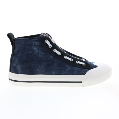 

Diesel S-Astico Mid Zip Мужские синие холщовые кроссовки на молнии Lifestyle Обувь, Синий, Diesel S-Astico Mid Zip