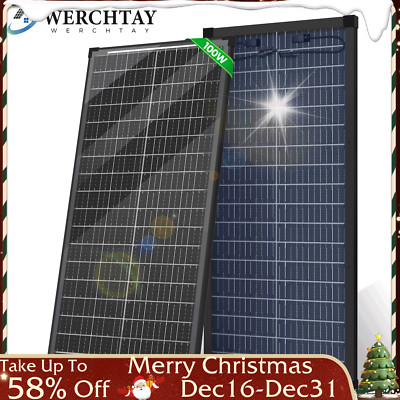 100 Watt Solar Panel Bifacial 12V Home PV Power Off-Grid RV Camper System Carava
