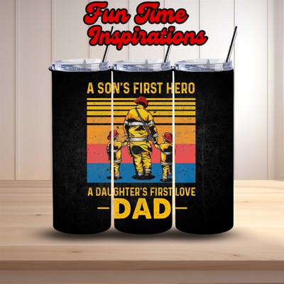 Hero Dad Insulated Tumbler: Tribute to a Son's Protector & Daughter's Love