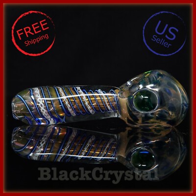 5'' Handmade Heavy Thick Fumed Blue Ocean Swirl Tobacco Smoking Bowl Glass Pipes