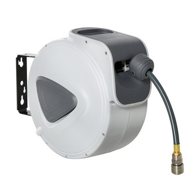 Druckluft-Schlauchaufroller 10m Automatik Wandschlauchhalter Grau