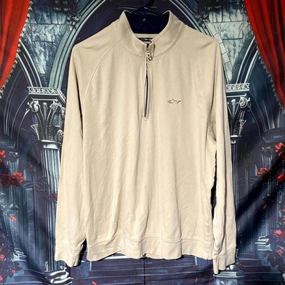 Greg Norman Pullover Sweatshirt Men's L Beige Quarter Zip Raglan Sleeve Outdoor