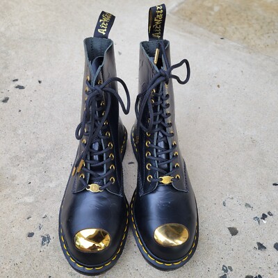 Dr.Martens × BAPE BY A BATHING APE 10 Hole Boots 1490 BAPE Black Gold sz 8 NWOB