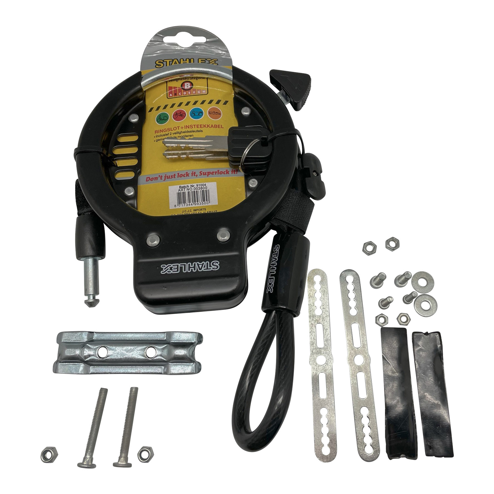 Rahmenschloss Stahlex mit Einsteckseil Fahrrad Schloss Ringschloss E-Scooter