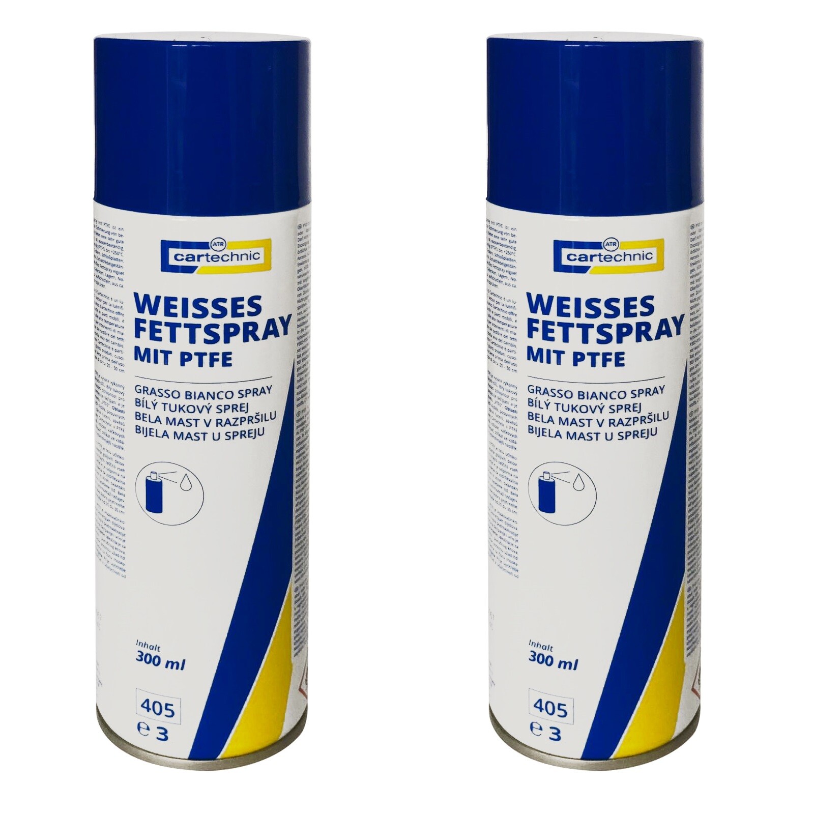 2 x 300ml [18,00€/1L] Cartechnic Weißes PTFE Fettspray Fett Schmierfett ...