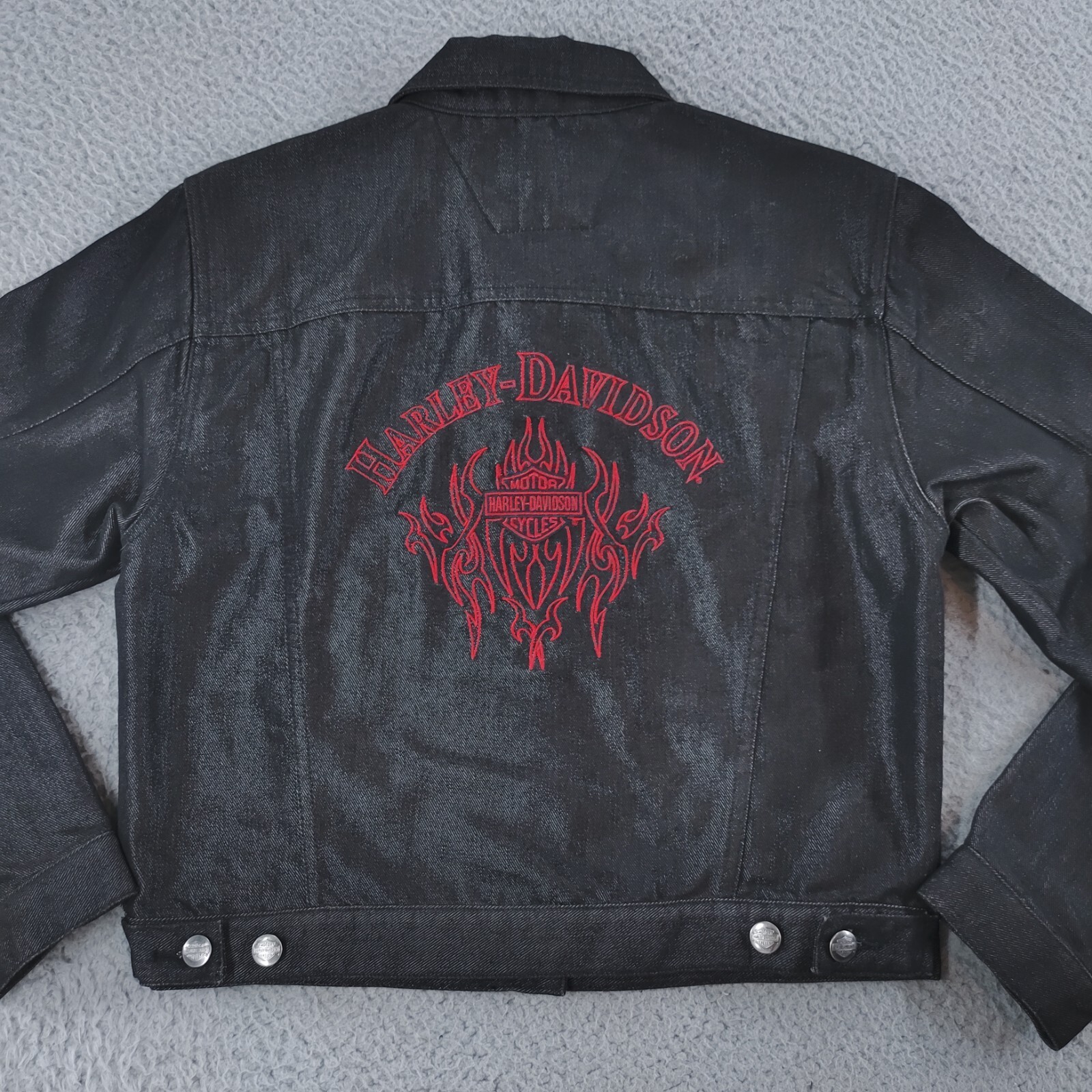 ジャケット・アウター HarleyDavidson nylon jacket fire pattern Harley-Davidson® Big Boys' Nylon Wind Breaker Jacket, Black